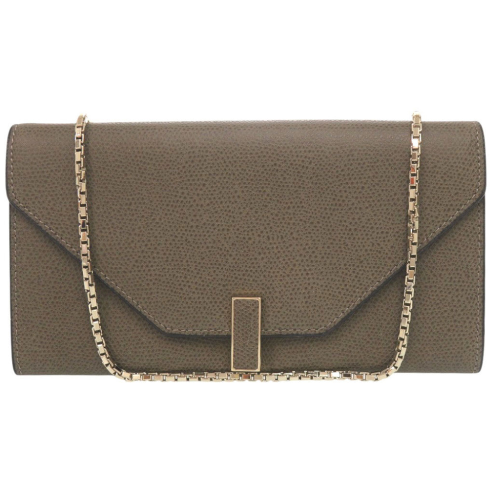 Valextra Iside Leather Gray Chain Wallet Long 0566